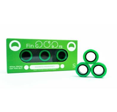 FinGears Magnetic Fidget Rings, Relieve Stress and Anxiety, Freestyle Magnetic Spinner Ring for Adult Pack of 3 (Green/Black)
