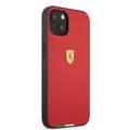 Ferrari Hard Case PU Smooth & Italian Flag Line Metal Logo For iPhone 13 (6.1") - Red
