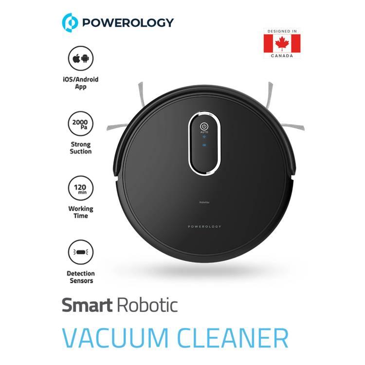 Powerology Vacuum Cleaner Smart Robotic With Detection Sensor - Black