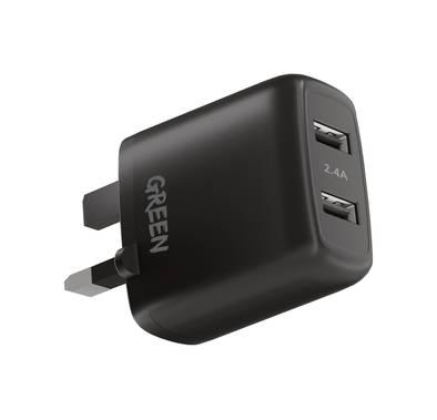 Green Lion Dual USB Port Wall Charger 12W UK,  Fast Charg...
