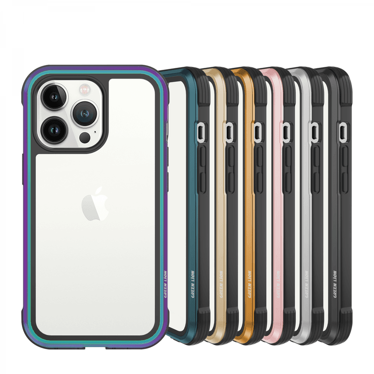 Green Lion Hibrido Shield Case for iPhone 13 Pro ( 6.1" ), Easy Access to All Ports, Shock Absorbing Protection - Silver