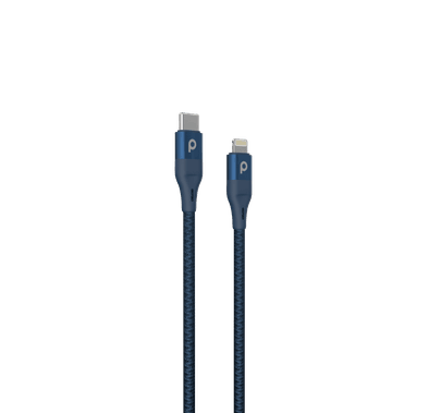 Porodo Aluminum PD Braided USB-C to Lightning Cable 2.2M 9V - Blue