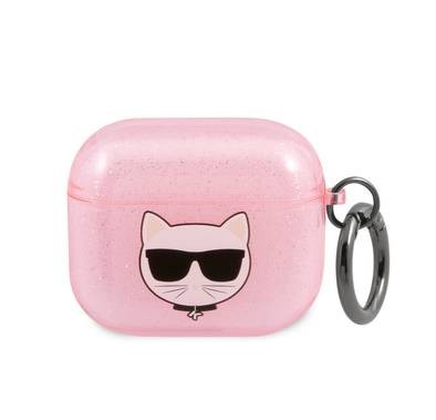Karl Lagerfeld TPU Choupette Glitter Case for Apple Airpods 3 - Pink