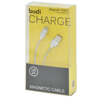 Budi Magnetic Cable Charge / Sync Cable 2.4A Aluminum Shell Micro USB Cable - White
