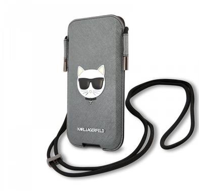 Karl lagerfeld PU Saffiano Pouch With Choupette`s Head Medium - Silver