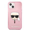 Karl Lagerfeld TPU Full Glitter Karl Head Case For iPhone 13 (6.1 ), Durable, Shockproof, Bumper Protection, Anti-Scratch - Pink