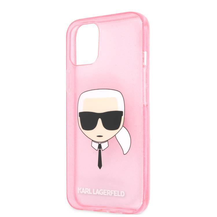 Karl Lagerfeld TPU Full Glitter Karl Head Case For iPhone 13 (6.1 ), Durable, Shockproof, Bumper Protection, Anti-Scratch - Pink