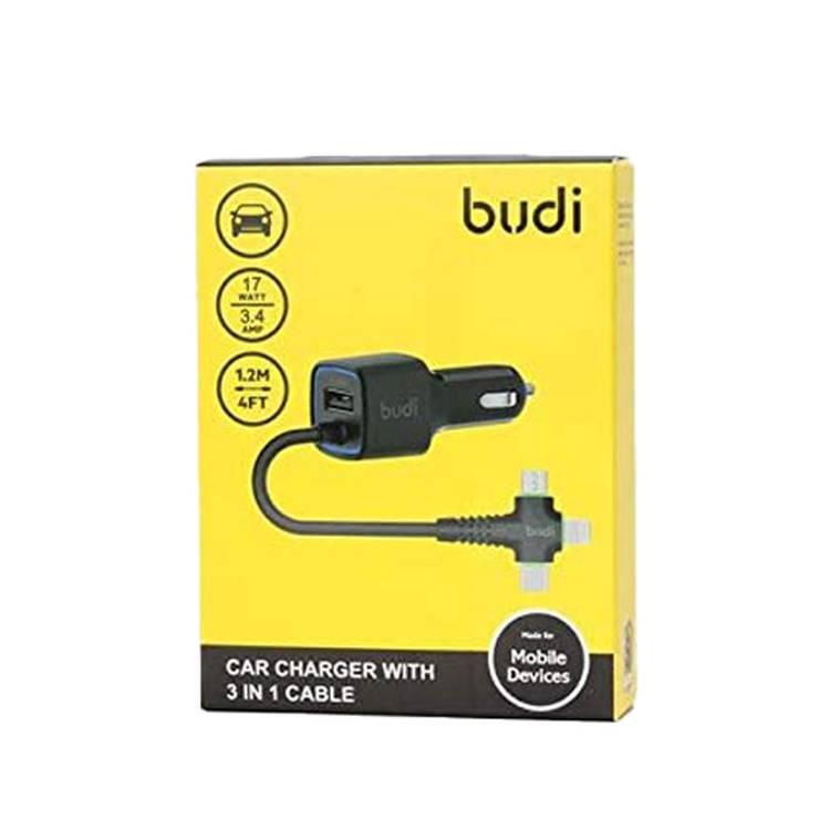 Budi Car Charger With 3 in 1 Cable 17W