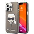 Karl Lagerfeld TPU Full Glitter Karl Head Case For iPhone 13 Pro (6.1"), Durable, Shockproof, Bumper Protection, Anti-Scratch - Black