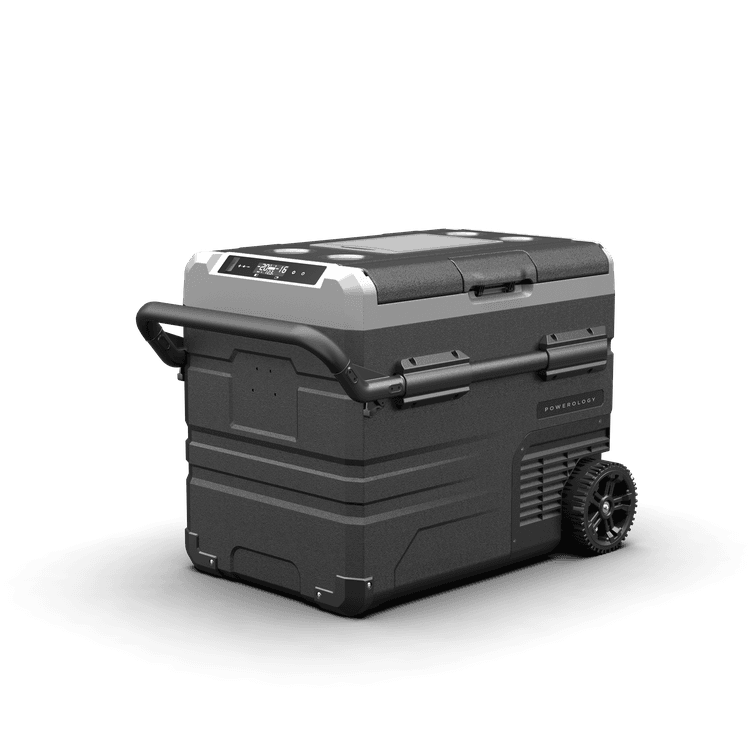 Powerology Smart Portable Fridge And Freezer Versatile Cooler For Outdoor Adventure With Detachable Wheels 45 Liters - Black