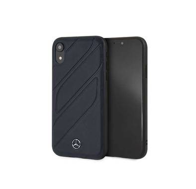CG MOBILE Mercedes-Benz New Organic I Genuine Leather Hard Phone Case for iPhone Xr Officially Licensed - Navy
