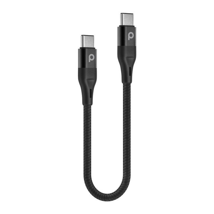 Porodo Aluminum Braided USB-C to USB-C Cable 0.25M 60W - Black