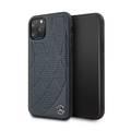 Mercedes-Benz Hard Case Quilted Perforated Genuine Leather For iPhone 11 Pro - Blue