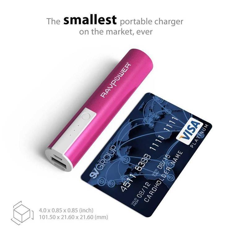 RAVPower 3350mAh Luster Portable Charger - Pink
