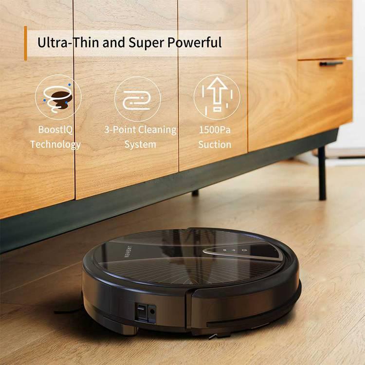 Jashen S10 Robot Vacuum Cleaner 2600mAh with Eight Cleaning Modes, Equipped with Remote Control, Ultra-Thin & 2000 Pa Super Powerful Suction Black