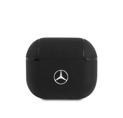 Mercedes-Benz Leather Case with Metal Logo for Airpods 3-black