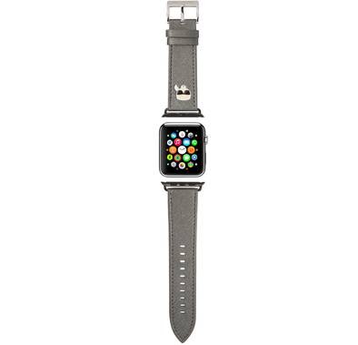 Karl Lagerfeld Strap PU Saffiano Karl Head Logo For Apple Watch 42/44MM - silver