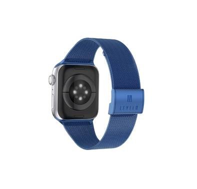 LEVELO Double Milanese Watch Strap Compatible for Apple Watch 42mm/44mm/45mm | Stainless Steel Replacement Band | Adjustable Magnetic Loop Strap for Watch Series 7/SE/6/5 - Blue