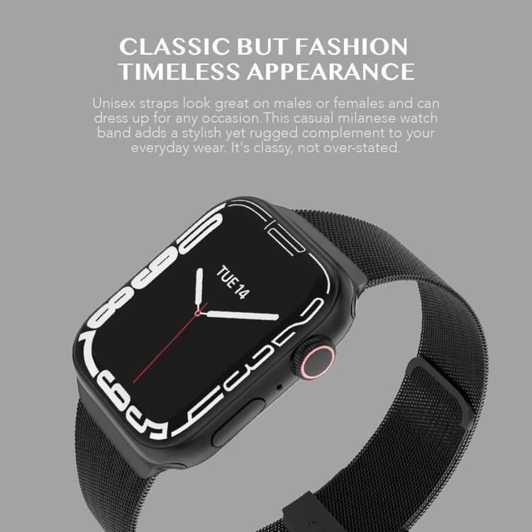 LEVELO Double Milanese Watch Strap Compatible for Apple Watch 38mm/40mm/41mm | Stainless Steel Replacement Band | Adjustable Magnetic Loop Strap for Watch Series 7/SE/6/5 - Black