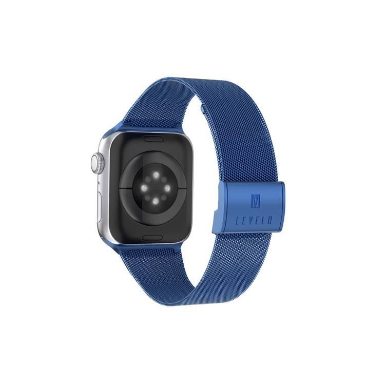 LEVELO Double Milanese Watch Strap Compatible for Apple Watch 38mm/40mm/41mm | Stainless Steel Replacement Band | Adjustable Magnetic Loop Strap for Watch Series 7/SE/6/5 - Blue