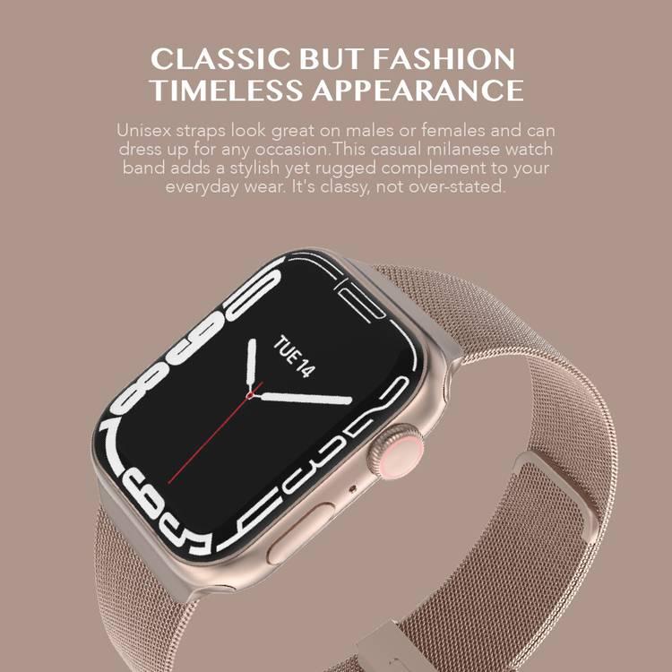 LEVELO Double Milanese Watch Strap Compatible for Apple Watch 38mm/40mm/41mm | Stainless Steel Replacement Band | Adjustable Magnetic Loop Strap for Watch Series 7/SE/6/5 - Retro Golden
