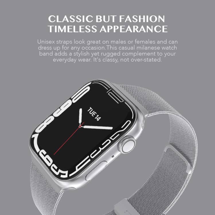 LEVELO Double Milanese Watch Strap Compatible for Apple Watch 38mm/40mm/41mm | Stainless Steel Replacement Band | Adjustable Magnetic Loop Strap for Watch Series 7/SE/6/5 - Silver
