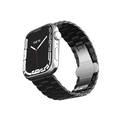 LEVELO Enigma Ceramic Watch Strap Compatible for Apple Watch 38mm/40mm/41mm | Quick Release Replacement Wrist Band | Butterfly Clasp Link Bracelet for Watch Series 7/SE/6/5- Black