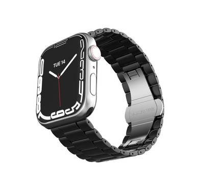 LEVELO Nocturne Three Strain Ceramic Watch Strap Compatible for Apple Watch 38mm/40mm/41mm | Quick Release Replacement Watch Band|Butterfly Clasp for Watch Series 7/SE/6/5 - Black