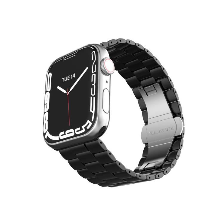 LEVELO Enigma Ceramic Watch Strap Compatible for Apple Watch 42mm/44mm/45mm | Quick Release Replacement Wrist Band | Butterfly Clasp Link Bracelet for Watch Series 7/SE/6/5 - Black
