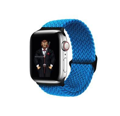 Green Lion Braided Sololoop Adjustable Apple Watch Strap 42/44/45mm | Replacement Wrist Band Strap - Blue