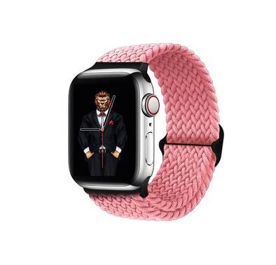 Green Lion Braided Sololoop Adjustable Apple Watch Strap 42/44/45mm | Replacement Wrist Band Strap - Pink