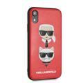 Karl Lagerfeld Embossed PU Hard Case Karl and Choupette for iPhone Xr - Red