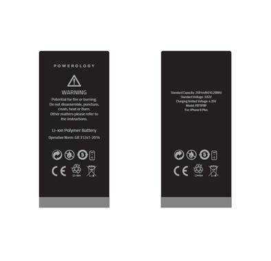 Powerology Li-ion Polymer Phone Battery 2691mAh / 10.28Wh for iPhone 8 Plus-Black