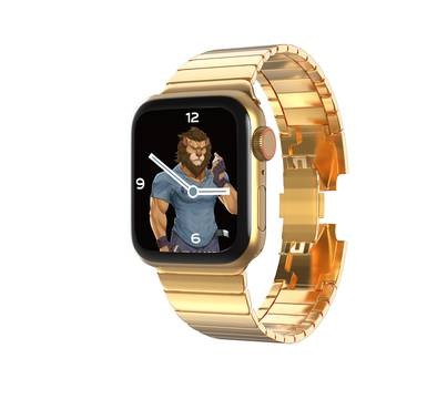 Green Lion Acero Correa Link Bracelet Compatible for Apple Watch 42 / 44mm, Fit & Comfortable Replacement Wrist Watch Strap Band - Gold