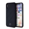 CG MOBILE Mercedes-Benz New Organic I Genuine Leather Hard Phone Case for iPhone X Officially Licensed - Navy