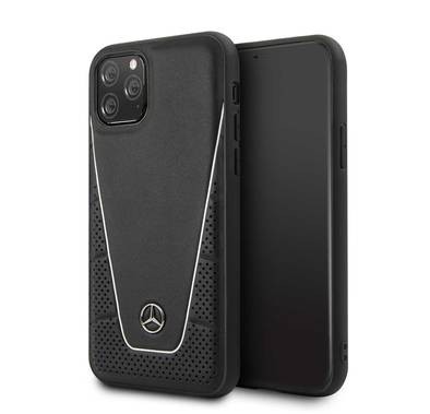 CG MOBILE Mercedes Benz Quilted & Smooth Leather Phone Case Compatible for iPhone 11 Pro (5.8") Anti-Scratch - Shock & Drop Absorption Back Cover Officially Licensed - Black