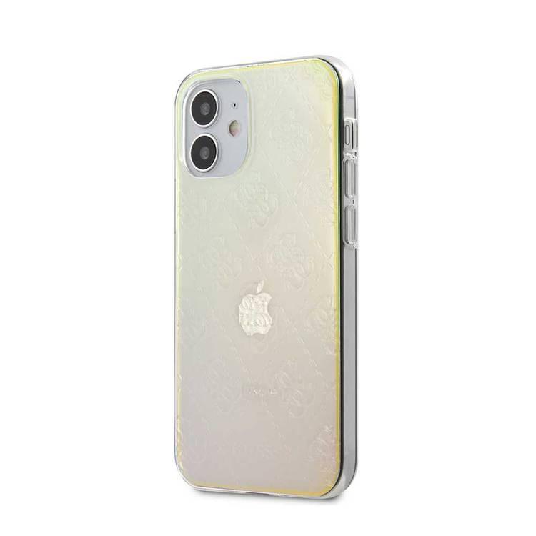 CG Mobile Guess PC/TPU 4G Pattern Hard Phone Case Compatible for iPhone 12 Mini (5.4") Shock Resistant Mobile Case Officially Licensed - Iridescent