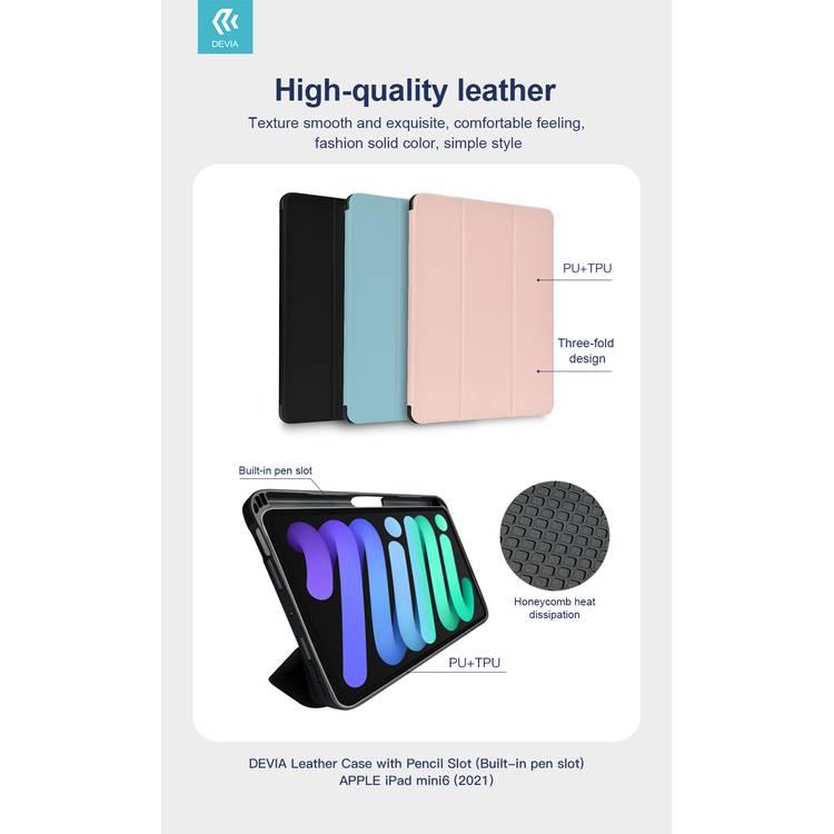 Devia Leather Case with Pencil Slot for Apple iPad Mini6 ( 2021 ) - Black