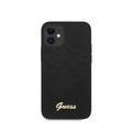 CG MOBILE Guess PU Iridescent "LOVE" Debossed Phone Case with Metal Logo Compatible for iPhone 12 Mini (5.4") Drop Protection Mobile Case Officially Licensed - Black