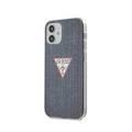 CG MOBILE Guess PC/TPU Denim Print Phone Case Compatible for iPhone 12 Mini (5.4") Mobile Case Suitable with Wireless Chargers Officially Licensed - Dark Blue