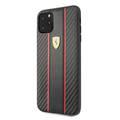 CG MOBILE Ferrari Carbon PU Leather Hard Phone Case Compatible for iPhone 11 Pro Max (6.5") Drop Protection Mobile Case Officially Licensed - Black