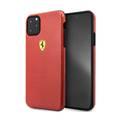 CG MOBILE Ferrari Shockproof Printed Carbon Effect Phone Case Compatible for iPhone 11 Pro (5.8") Suitable with Wireless Charging Mobile Case Officially Licensed -  Red