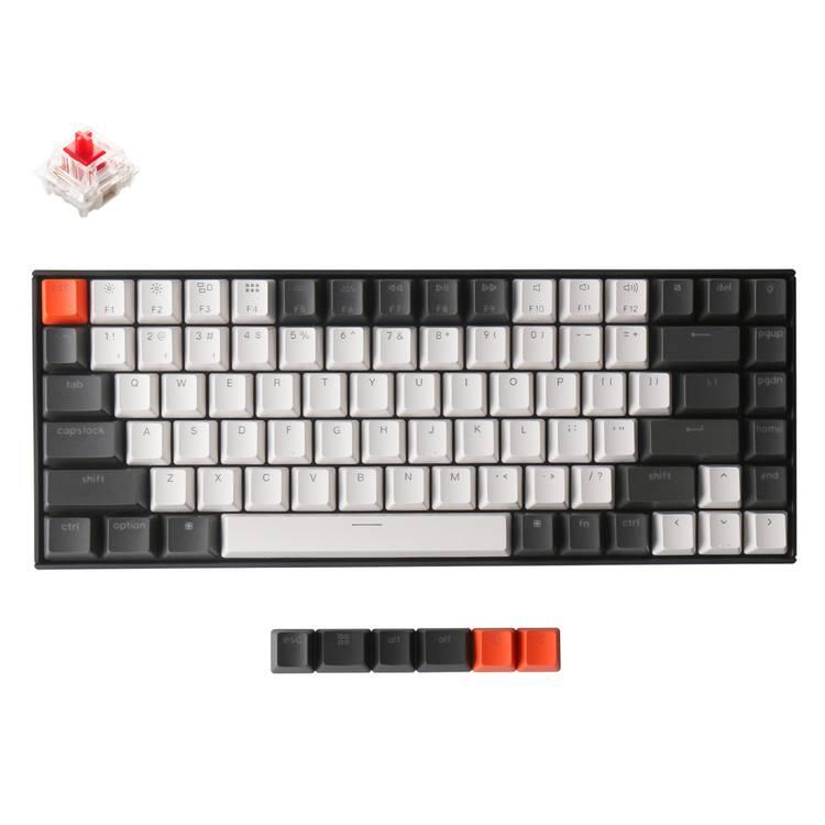 Keychron K2 84 Gateron Wireless Mechanical Keyboard with RGB, Red Switch & Hot-swappable | Compact & Tactile Gaming Keyboard