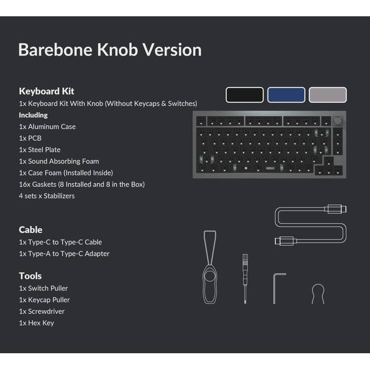 Keychron Q1 QMK Gateron Phantom Mechanical Keyboard with Knob, RGB, Red Switch & Custom Hot-swappable | Ergonomic Design Gaming Keyboard - Carbon Black