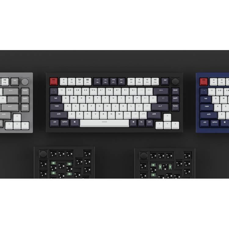 Keychron Q1 QMK Gateron Phantom Mechanical Keyboard with Knob, RGB, Blue Switch & Custom Hot-swappable | Ergonomic Design Gaming Keyboard - Carbon Black
