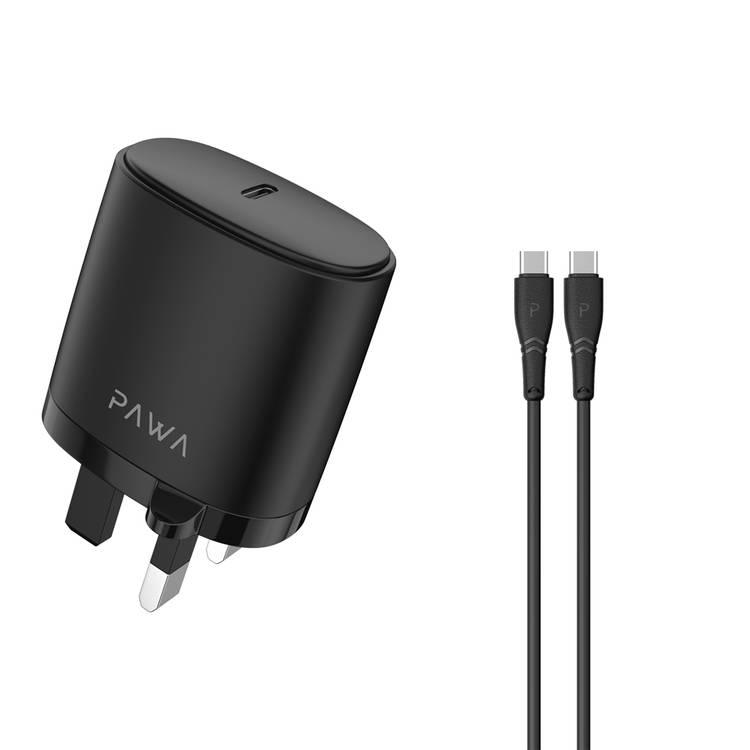 Pawa Solid Travel Charger 20W PD With Type-C to Type-C Cable-Black