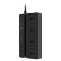 Porodo PD-FWCH007-BK Multi-Function Power Socket with Phone Stand and Digital Timer 3M Three USB-A output ports  Fire-Proof Material Power Strip - Black