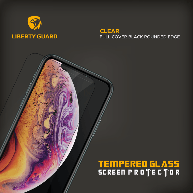 Liberty Guard LGCLRBRE11PXS Full Cover Black Rounded Edge Screen Protector For iPhone 11 Pro 5.8", Anti Shock & Anti Impact. - Black