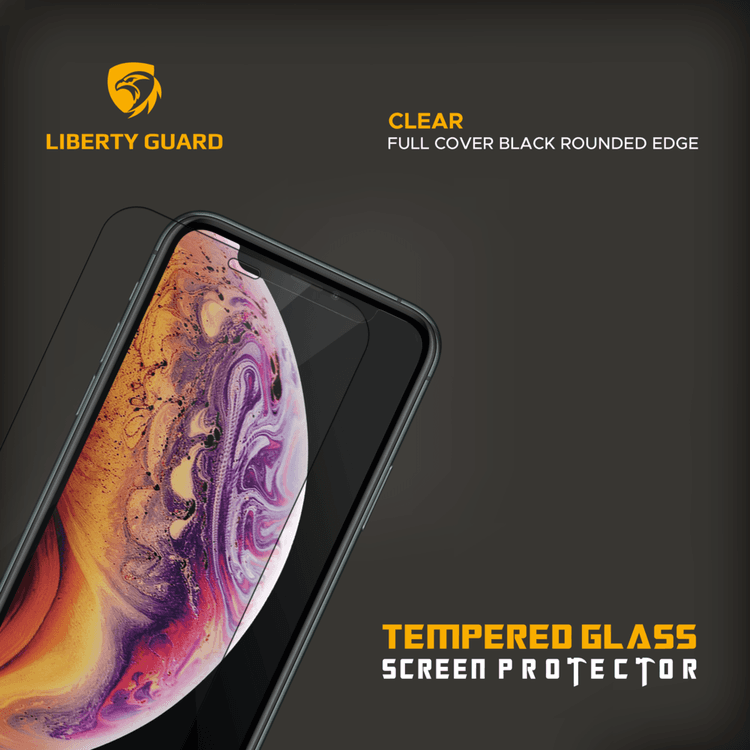 Liberty Guard LGCLRBRE11PMXSM Full Cover Black Rounded Edge Screen Protector For iPhone 11 Pro Max 6.5", Anti Shock & Anti Impact. - Black