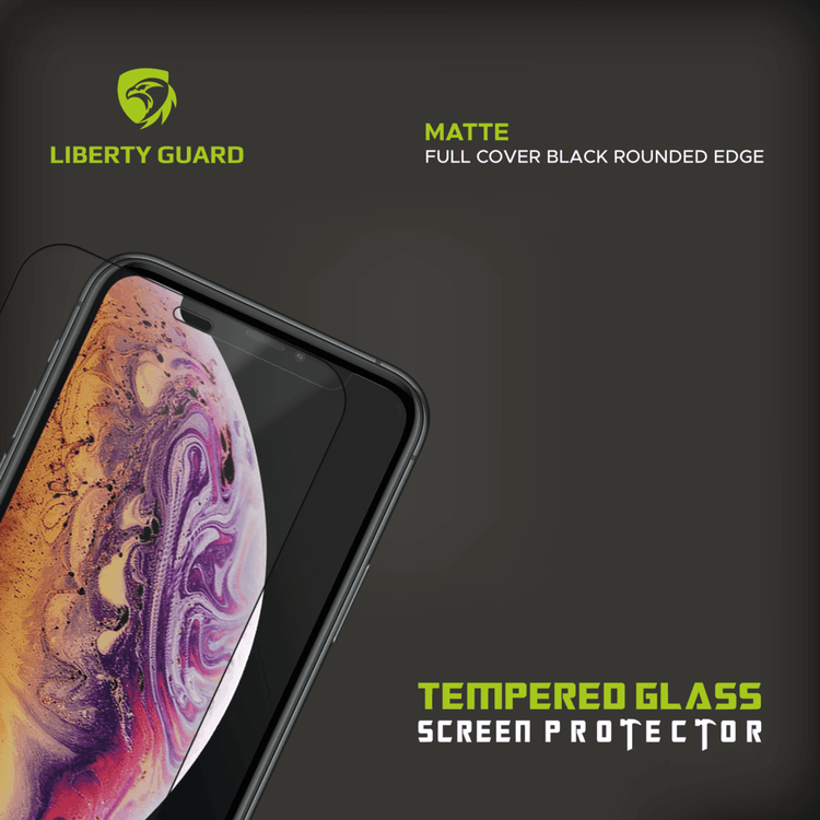 Liberty Guard LGMATBRE11PXS Matte Full Cover Black Rounded Edge Screen Protector  For iPhone 11 Pro 5.8", Anti Shock & Anti Impact. - Clear